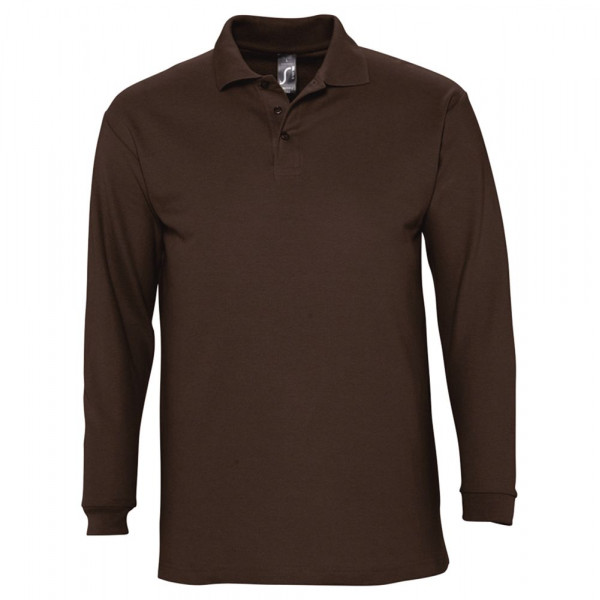 Рубашка поло мужская с длинным рукавом Winter II 210 шоколадно-коричневая, размер S