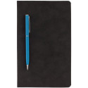 Блокнот Magnet Chrome с ручкой, черный с голубым