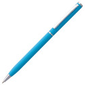 Блокнот Magnet Chrome с ручкой, черный с голубым