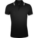 Рубашка поло мужская Pasadena Men 200 с контрастной отделкой, черная с белым Рубашка поло мужская Pasadena Men 200 с контрастной отделкой, черная с белым