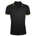Рубашка поло мужская Pasadena Men 200 с контрастной отделкой, черная с зеленым Рубашка поло мужская Pasadena Men 200 с контрастной отделкой, черная с зеленым